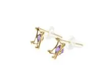 JEWELRY ノンブランド ジュエリー ピアス K18 イエローゴールド アメシスト 0.5g【473】