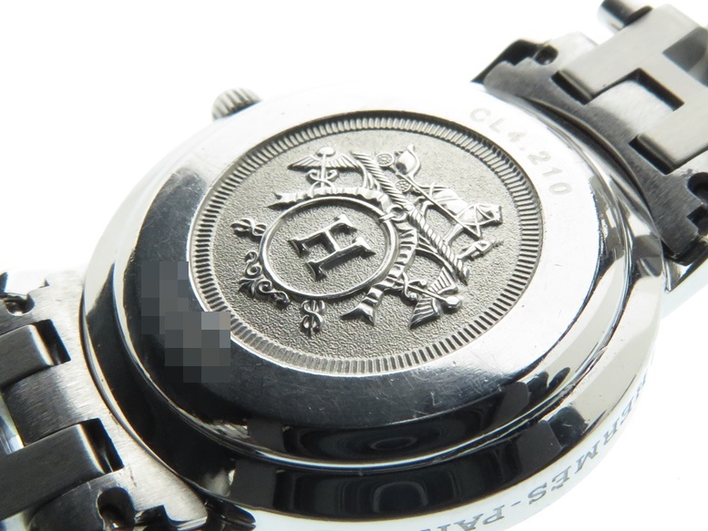 HERMES エルメス クリッパー CL4.210 ホワイトアラビア文字盤 SS