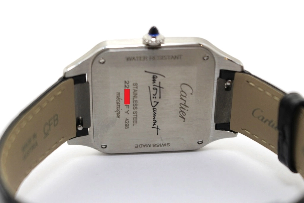 2025年 Cartier カルティエ サントスデュモンLM ブラック ステンレススチール×レザーストラップ メンズ 手巻き