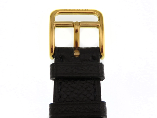 HERMES　エルメス　Hウォッチ　HH1.201　GP/革　ホワイト文字盤　クオーツ　レディース時計【430】2147200478203
