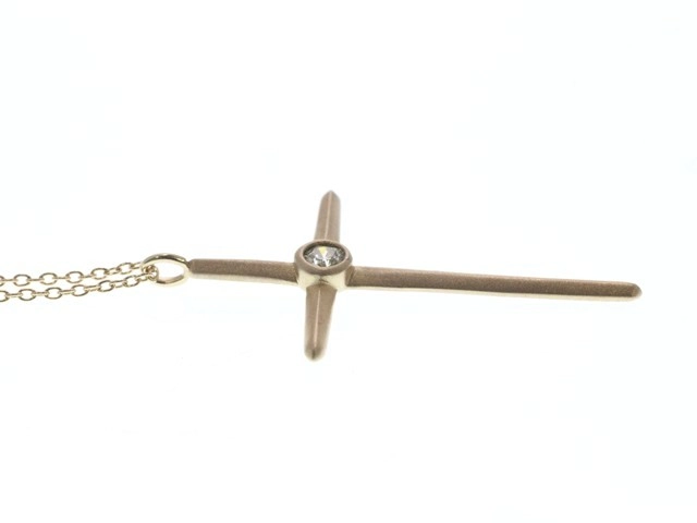 JEWELRY ノンブランド ジュエリー ネックレス クロス ペンダント K10 イエローゴールド ダイヤモンド 2.4g【473】