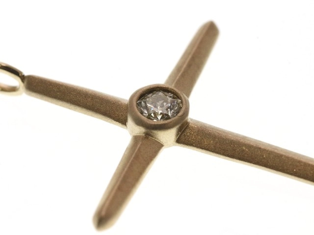 JEWELRY ノンブランド ジュエリー ネックレス クロス ペンダント K10 イエローゴールド ダイヤモンド 2.4g【473】