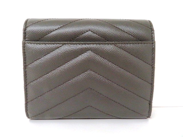 サンローラン コンパクトウォレット グレー/SV レザー 403943 【204