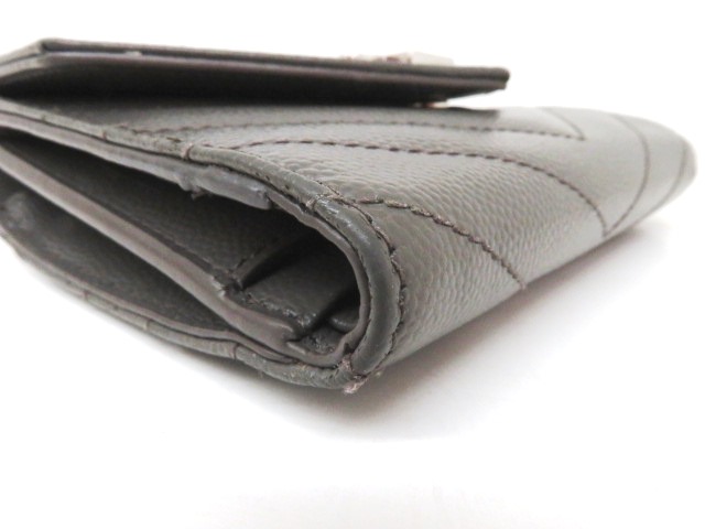 サンローラン コンパクトウォレット グレー/SV レザー 403943 【204