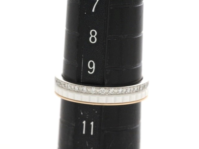 BOUCHERON ブシュロン キャトル リング K18 WG PG セラミック ダイヤモンド #50 2.6g【473】