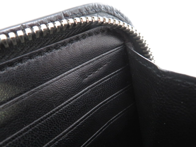SAINT LAURENT PARIS サン ローラン パリ ラウンドファスナー 長財布 エンボスクロコレザー ブラック【473】