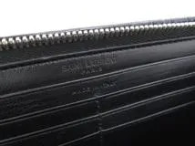 SAINT LAURENT PARIS サン ローラン パリ ラウンドファスナー 長財布 エンボスクロコレザー ブラック【473】