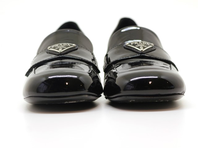 PRADA ブラック ホワイト ローファー 36 PRADA(プラダ) / ローファー/36.5/BLK/ヒールローファー/ | 中古