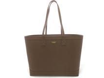 BURBERRY バーバリー ラージ トートバッグ 肩掛け ショルダートート チェック ブラウン レザー【473】