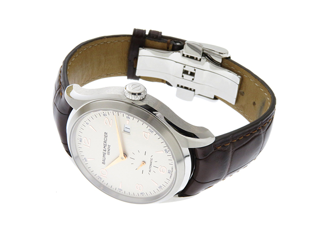 BAUME & MERCIER　ボーム＆メルシエ　 時計　クリフトン　M0A10054　自動巻き　グレー文字盤　SS/革　 2141100353905【430】