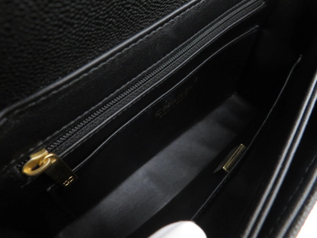 CHANEL シャネル 2WAY マトラッセ スモール トップハンドル フラップバッグ ブラック キャビアスキン【473】