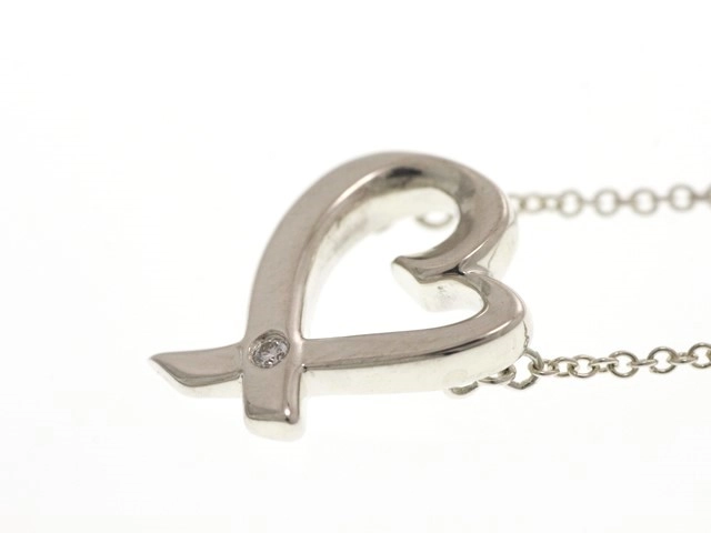TIFFANY&CO ティファニー ラビング ハート ペンダント シルバー 1Pダイヤモンド 2.6g【473】