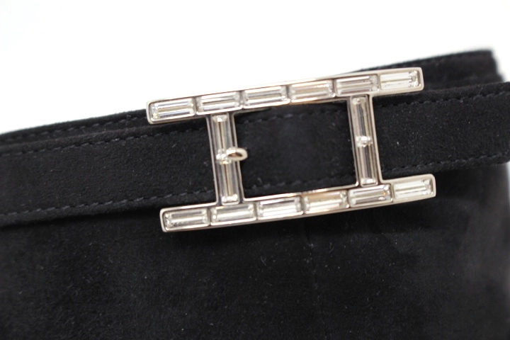 HERMES　エルメス　靴　ショートブーツ　レディース37　ブラック　スウェード　2148103499432　【200】