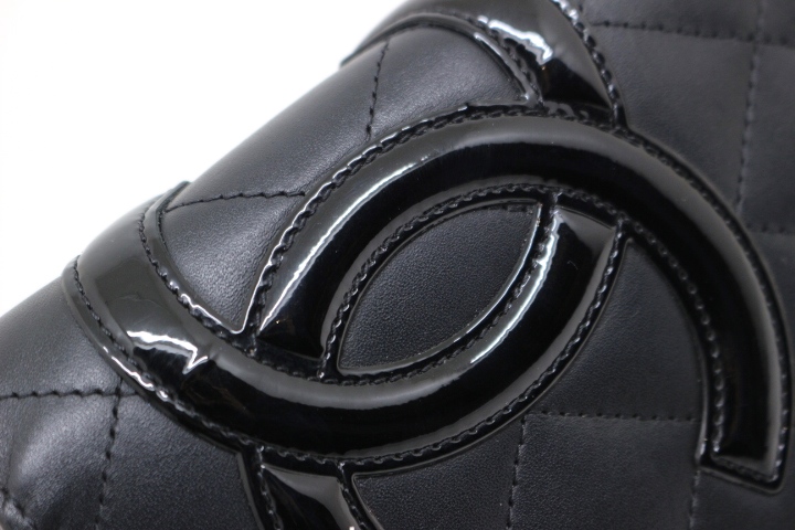 CHANEL シャネル 財布 カンボンライン二つ折り長財布 レザー ブラック