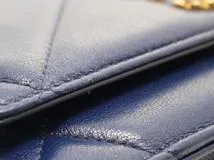 CHANEL シャネル CHANEL19 マキシ マトラッセ チェーンウォレット ヴィンテージ加工 ネイビー ゴールドxシルバー金具 2148103564369【200】