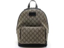 GUCCI　グッチ　GGスプリーム　リュックサック　バッグパック　ベージュ　ブラック　PVC　レザー　429020（2148103959943）【200】