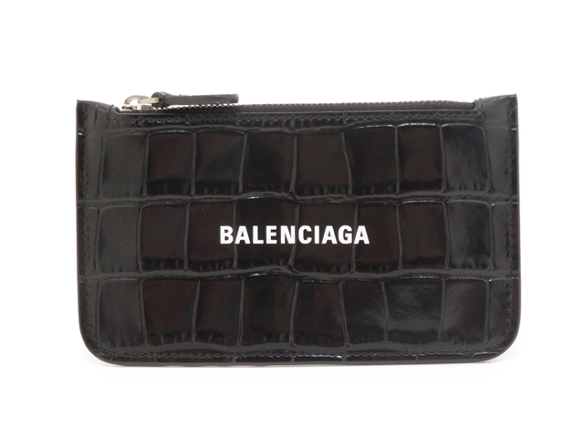 BALENCIAGA バレンシアガ 財布 クロコ柄 コインケース 594214 ブラック