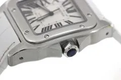 Cartier カルティエ 腕時計 サントス100 LM W20073X8 スティール/アリゲーターベルト ホワイト文字盤 自動巻き【472】SJ