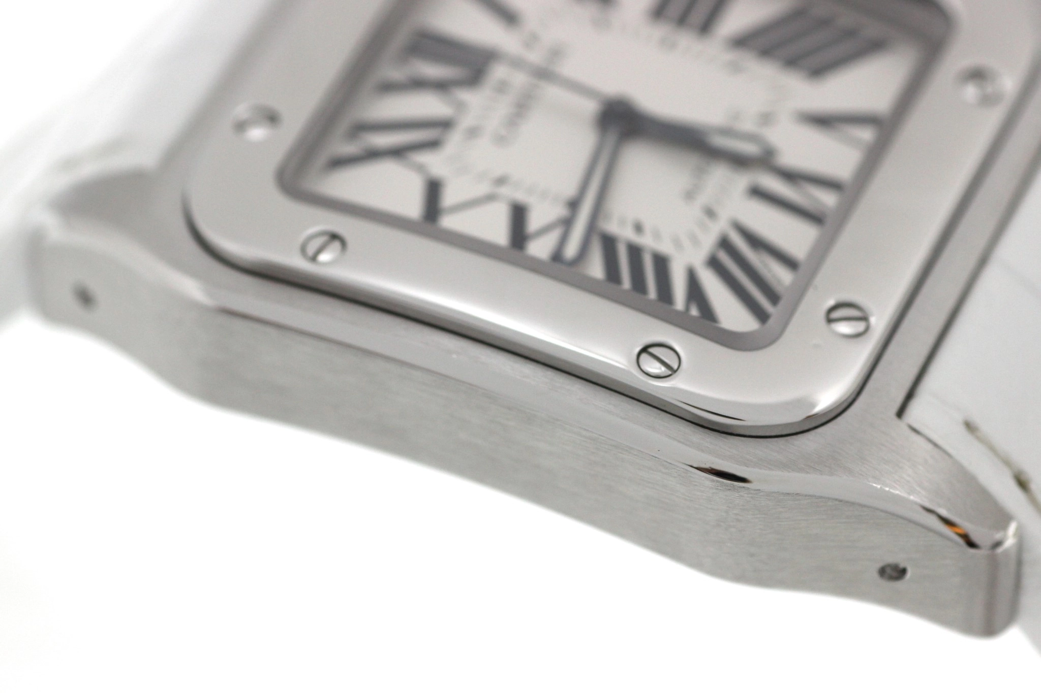 Cartier カルティエ 腕時計 サントス100 LM W20073X8 スティール/アリゲーターベルト ホワイト文字盤 自動巻き【472】SJ