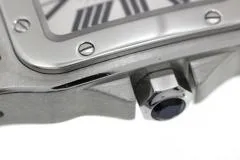 Cartier カルティエ 腕時計 サントス100 LM W20073X8 スティール/アリゲーターベルト ホワイト文字盤 自動巻き【472】SJ