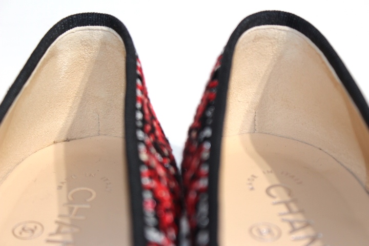 CHANEL シャネル パンプス レディース36ハーフ レッド ブラック CHANEL シャネル パンプス レディース36ハーフ レッド ブラック