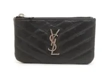SAINT LAURENT　サンローラン　キーリング付コインケース　438386　ブラック　レザー　2143100431706　【437】