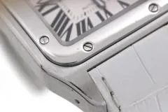 Cartier カルティエ 腕時計 サントス100 LM W20073X8 スティール/アリゲーターベルト ホワイト文字盤 自動巻き【472】SJ