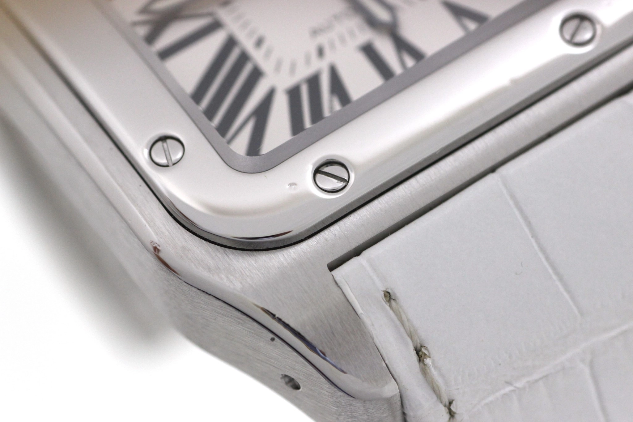 Cartier カルティエ 腕時計 サントス100 LM W20073X8 スティール/アリゲーターベルト ホワイト文字盤 自動巻き【472】SJ