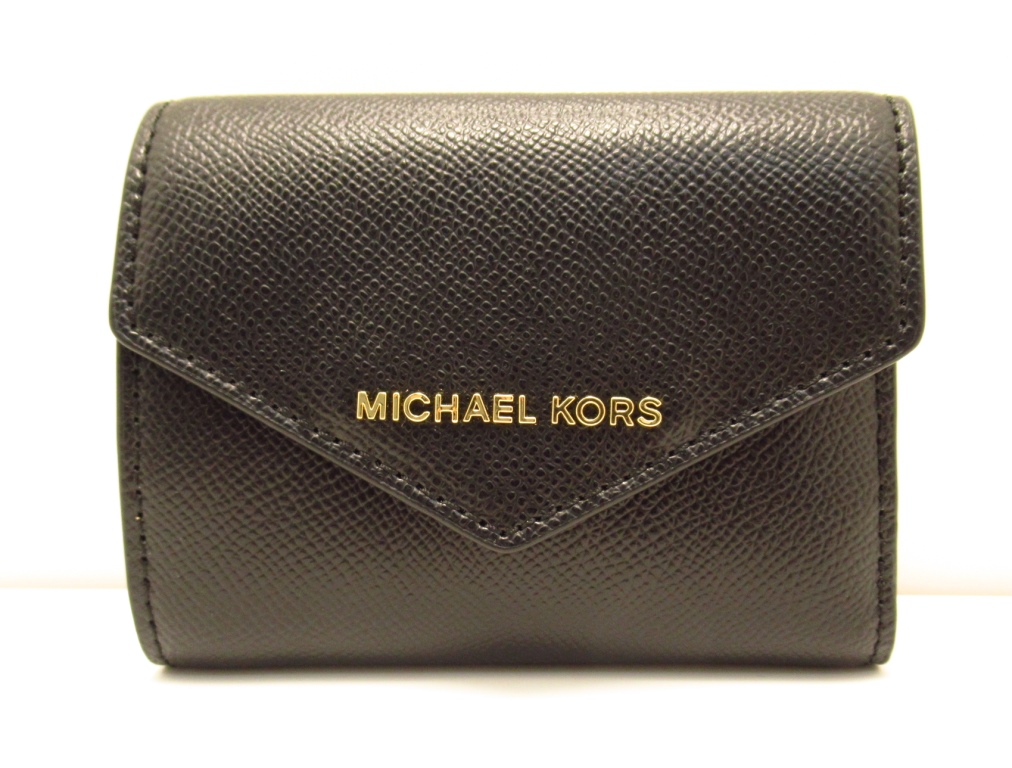 MICHAEL KORS マイケルコース 三つ折り財布 ブラック カーフ