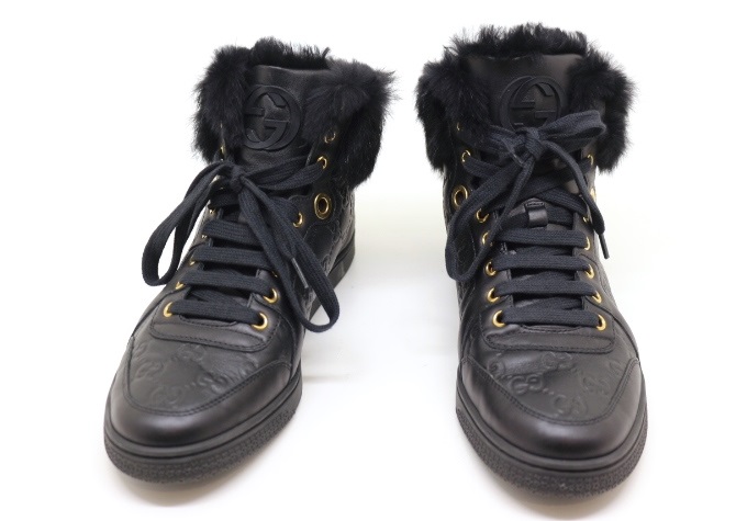 GUCCI グッチ スニーカー レディース39 ブラック レザー 2166000051799