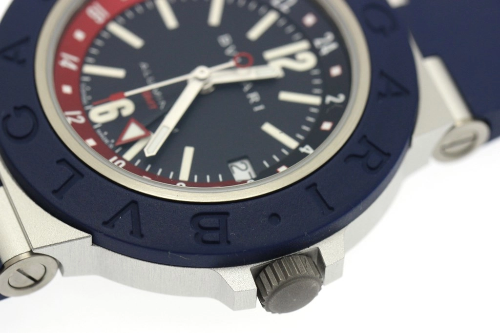 BVLGARI ブルガリ 腕時計 2024年正規品 アルミニウムGMT BB40ATGMT ブルー文字盤 アルミニウム/ラバー/チタニウム 自動巻き【472】SJ