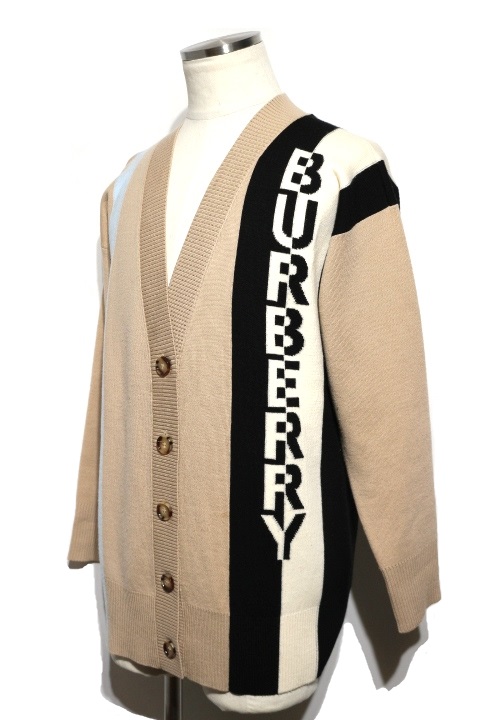 BURBERRY バーバリー 衣類 カーディガン メンズS ベージュ ロゴ ウール