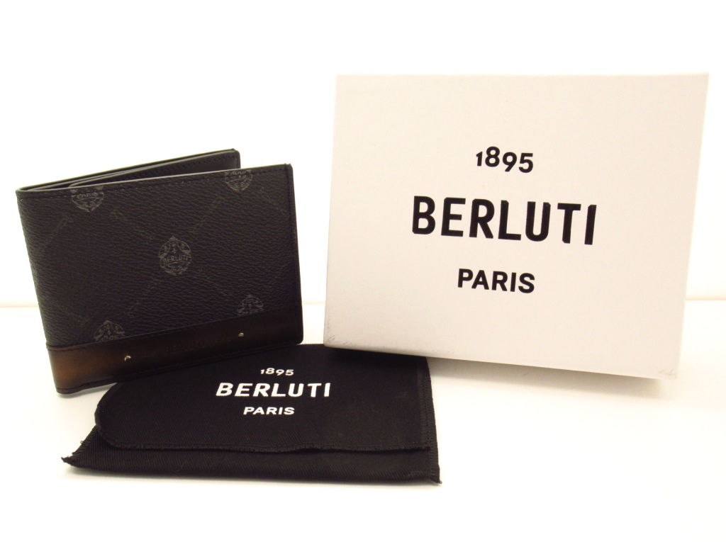 Berluti ベルルッティ 二つ折札入れ ブラック/ブラウン PVC