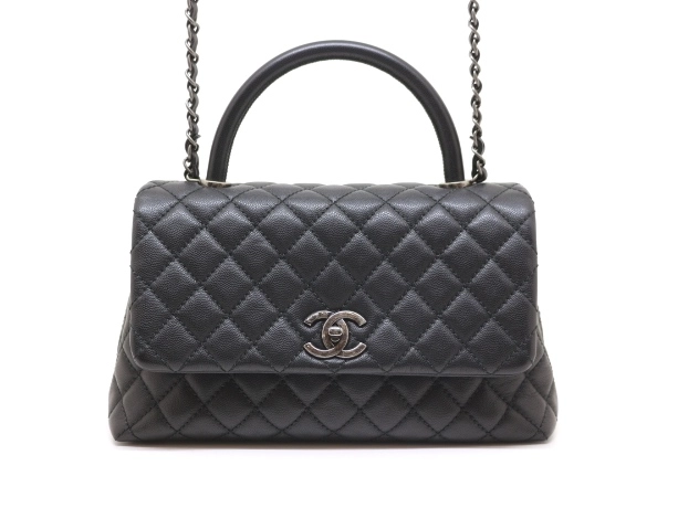 CHANEL シャネル トップハンドル29 ブラック SV キャビアスキン ヴィンテージ加工 2120000328107【200】