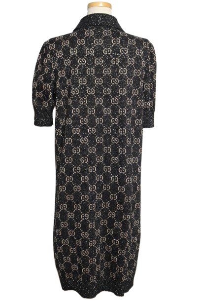 GUCCI グッチ 衣類 ラメ GGジャカード ポロワンピース