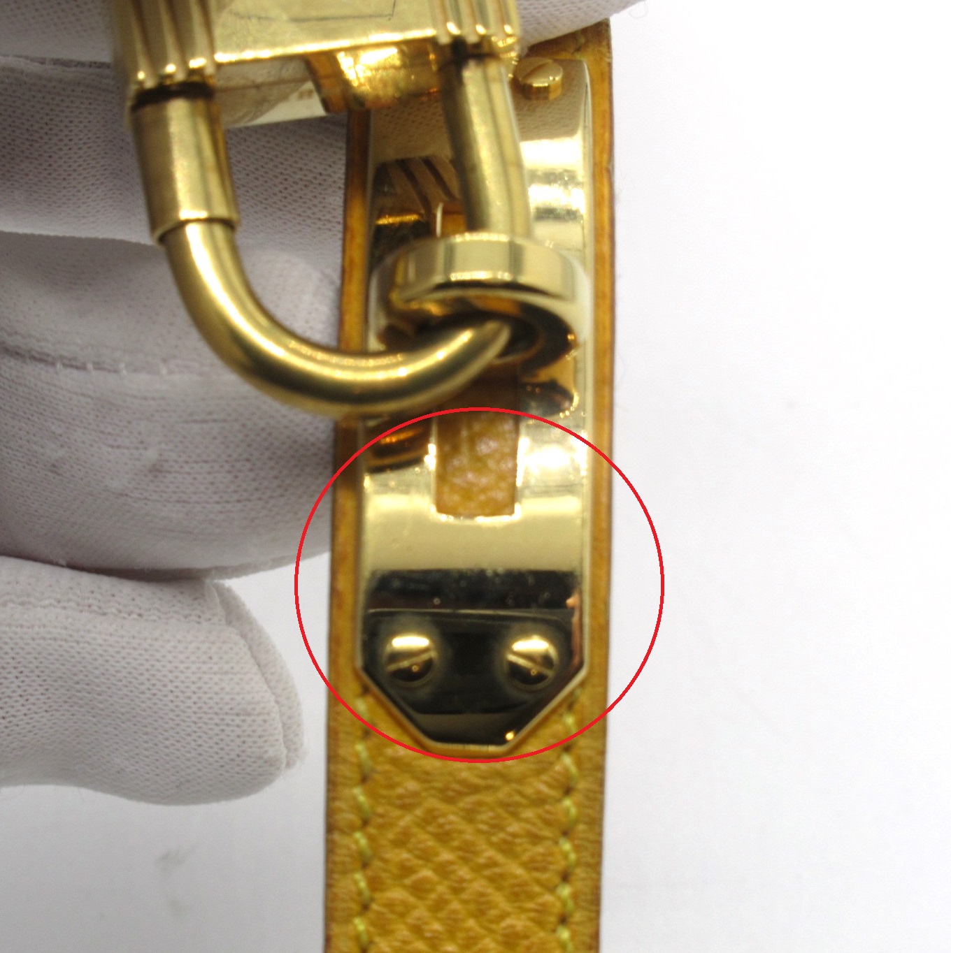 HERMES エルメス ｹﾘｰｳｫｯﾁ KEI201470 SS/カワ ゴールド文字盤 イエロー