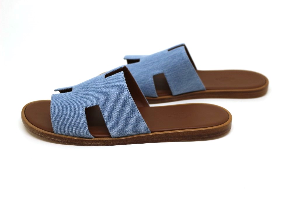 HERMES エルメス イズミール サンダル メンズ41 ブルークレア
