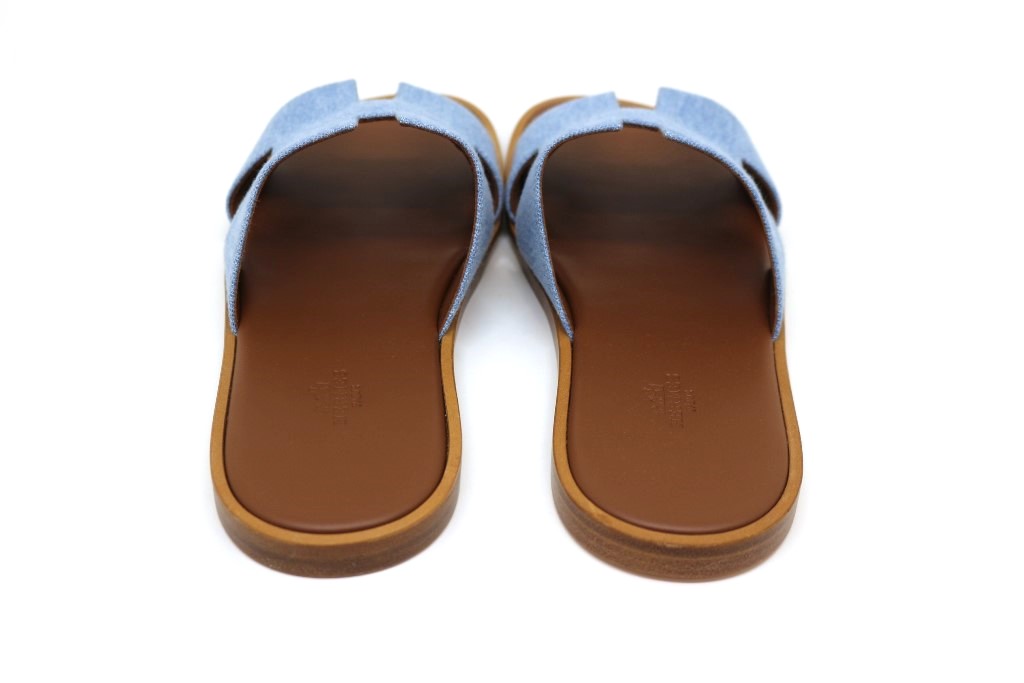 HERMES エルメス イズミール サンダル メンズ41 ブルークレア ゴールド