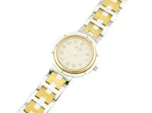 HERMES　エルメス　時計　クリッパーコンビ　GP/SS　CL4.220　クォーツ　アイボリー文字盤【207】2147300378755