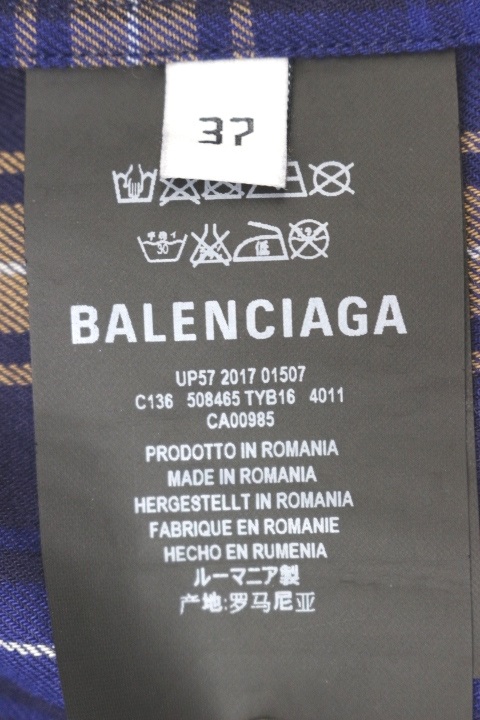 BALENCIAGA バレンシアガ バックロゴ チェックシャツ メンズ37