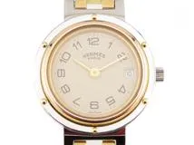 HERMES　エルメス　時計　クリッパーコンビ　GP/SS　CL4.220　クォーツ　アイボリー文字盤【207】2147300378755