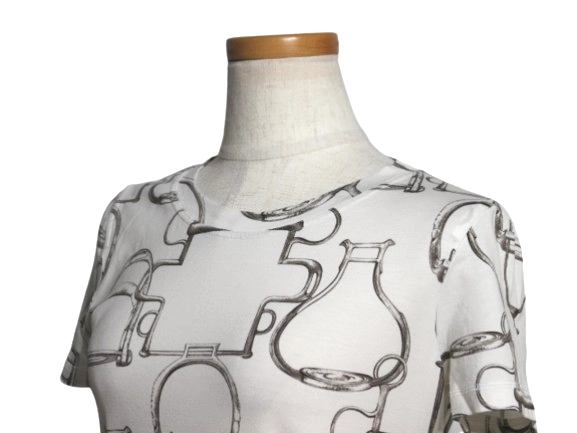 HERMES エルメス 衣類 Projets CarresTシャツ レディース36 ホワイト コットン (2148103863622) 【200】