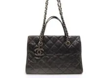 CHANEL　シャネル　バッグ　マトラッセ チェーンショルダートート　ブラック　SV　キャビアスキン　2120000284212　【200】