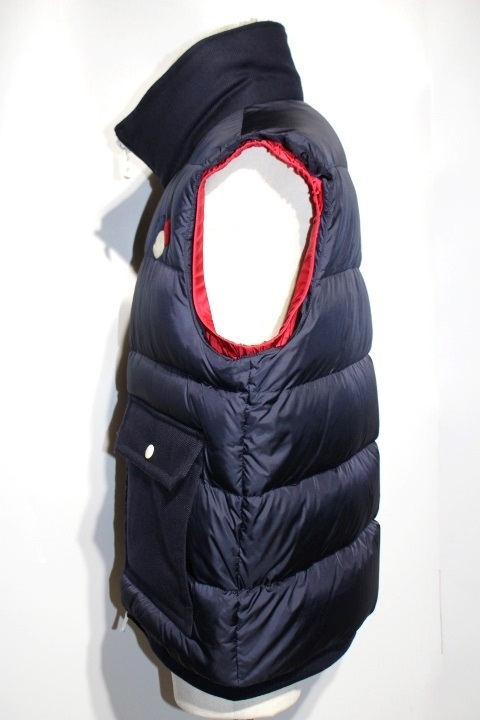 MONCLER　モンクレール　AUBE GILET　ムートンボア付きダウンベスト　メンズ4　約Lサイズ　ネイビー　ナイロン　シープスキン【200】