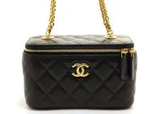 CHANEL　シャネル　バッグ　マトラッセバニティチェーンショルダー ブラック　GP ラムスキン　2144000230031　【200】