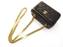 CHANEL　シャネル　バッグ　マトラッセバニティチェーンショルダー ブラック　GP ラムスキン　2144000230031　【200】