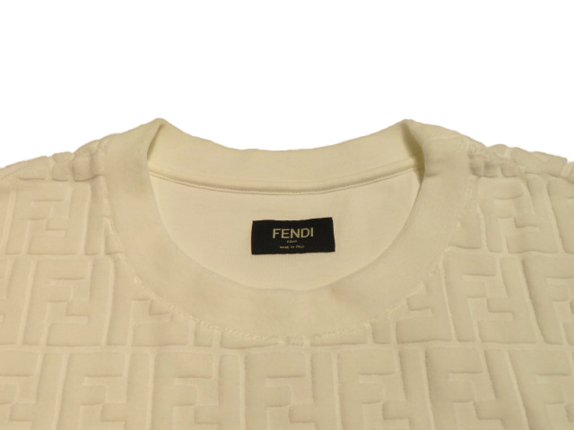 FENDI フェンディ ズッカTシャツ メンズS ホワイト コットン