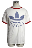 GUCCI グッチ 衣類 トレフォイルロゴ半袖Tシャツ メンズS ホワイト/ブルー/レッド コットン 702612 ( 2148103863615) 【200】