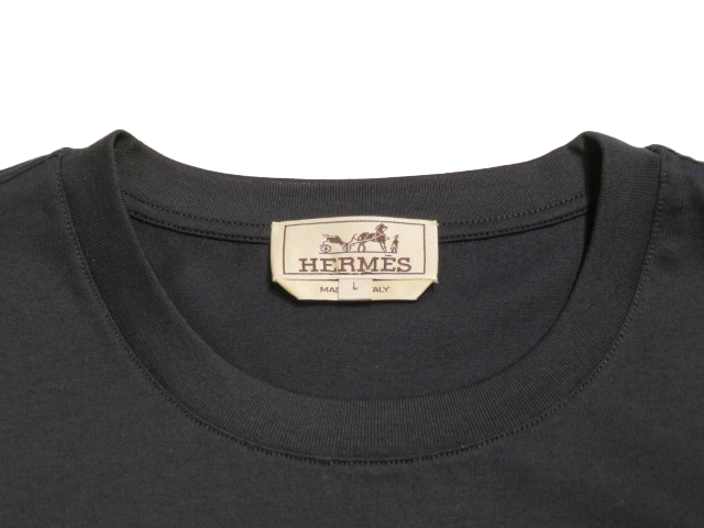 HERMES エルメス ミニレザーパッチTシャツ メンズL マリン