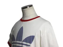 GUCCI グッチ 衣類 トレフォイルロゴ半袖Tシャツ メンズS ホワイト/ブルー/レッド コットン 702612 ( 2148103863615) 【200】
